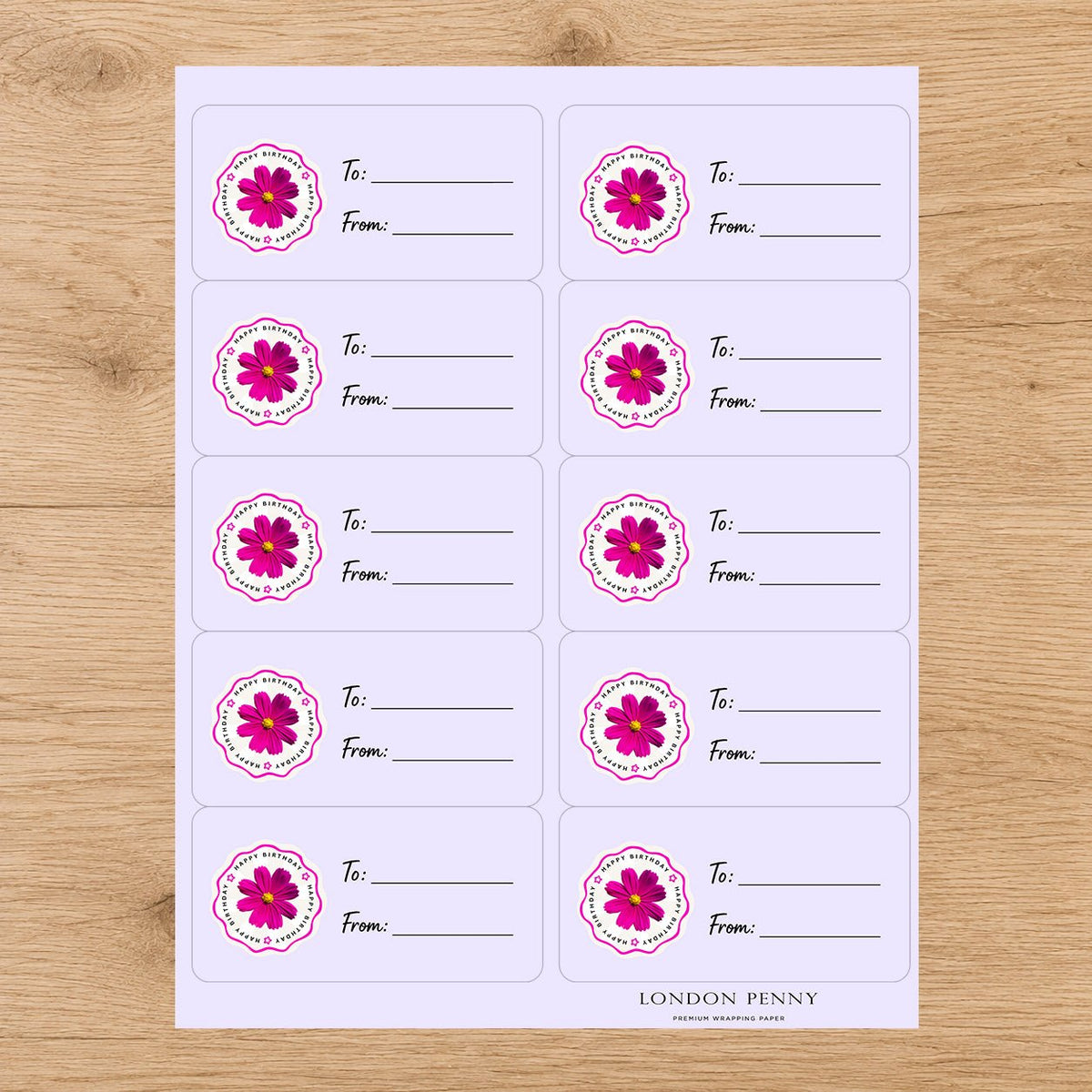 Birthday In Bloom Gift Tag Sticker Sheet