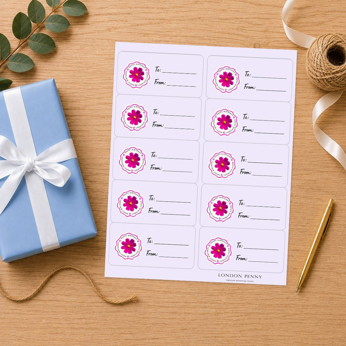 Birthday In Bloom Gift Tag Sticker Sheet