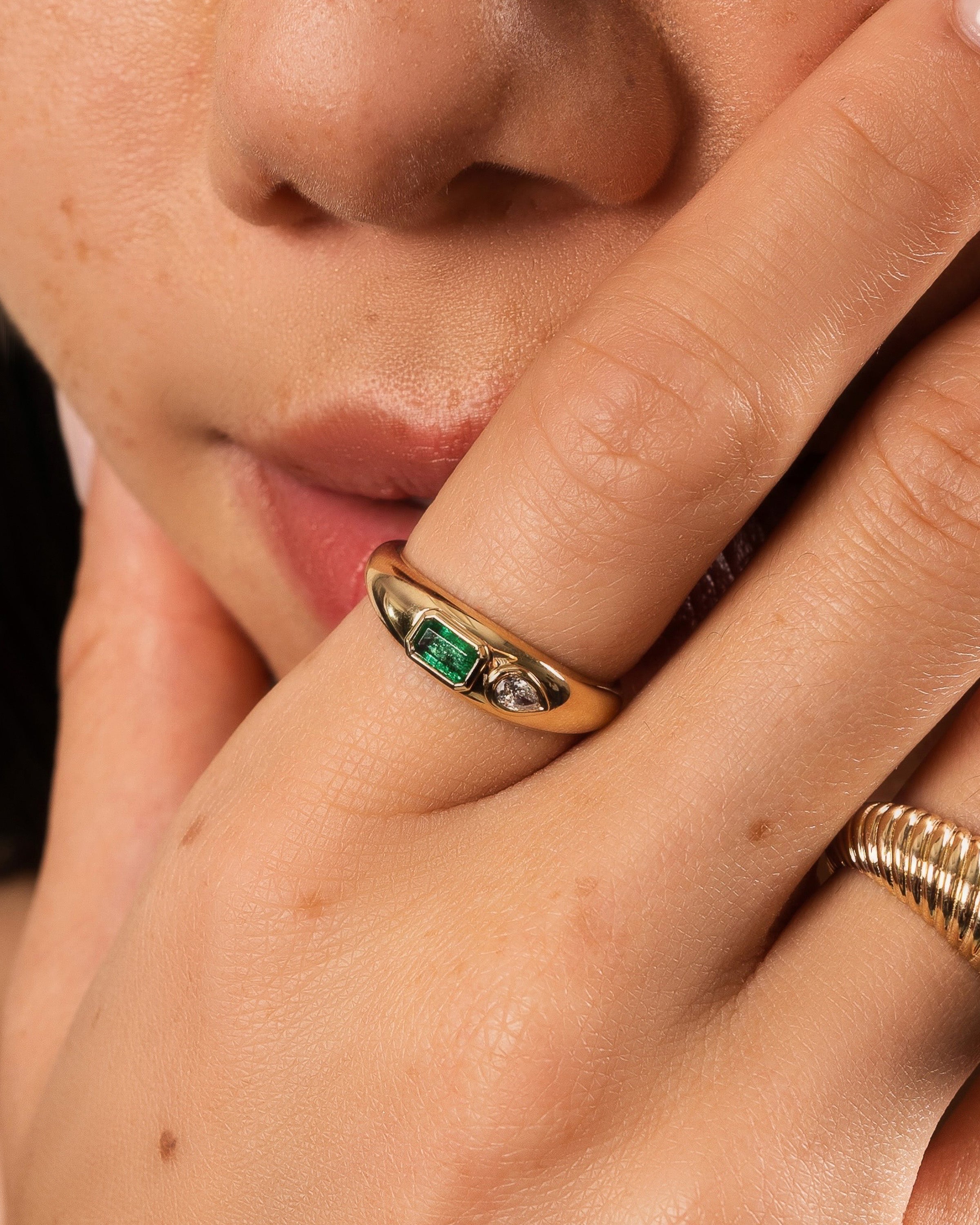 Birthstone And Diamond Dome Ring