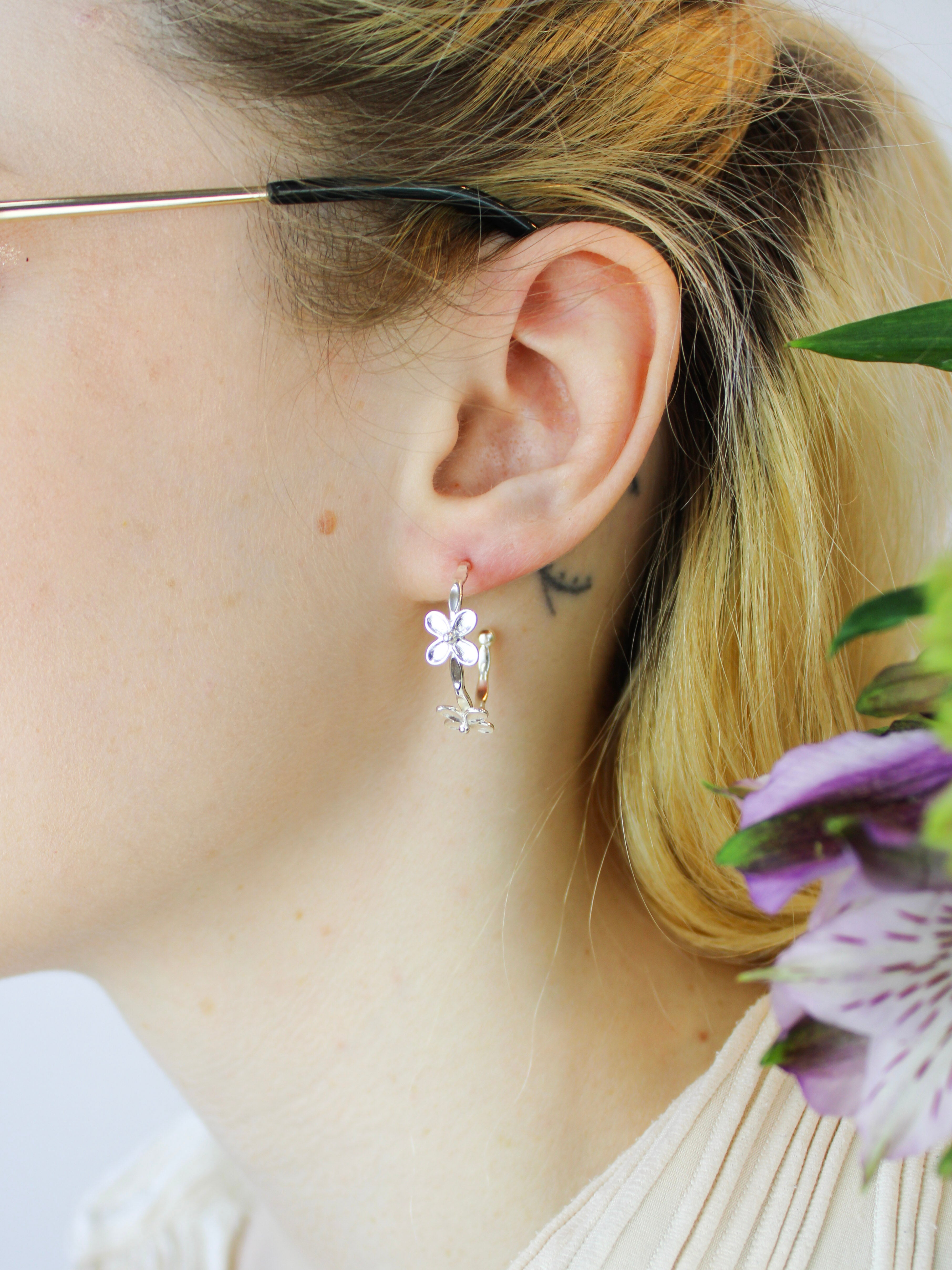 Bitty Flower Hoops