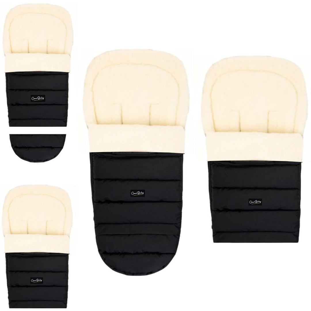 Black Arctic Organic Wool Adjustable Footmuff