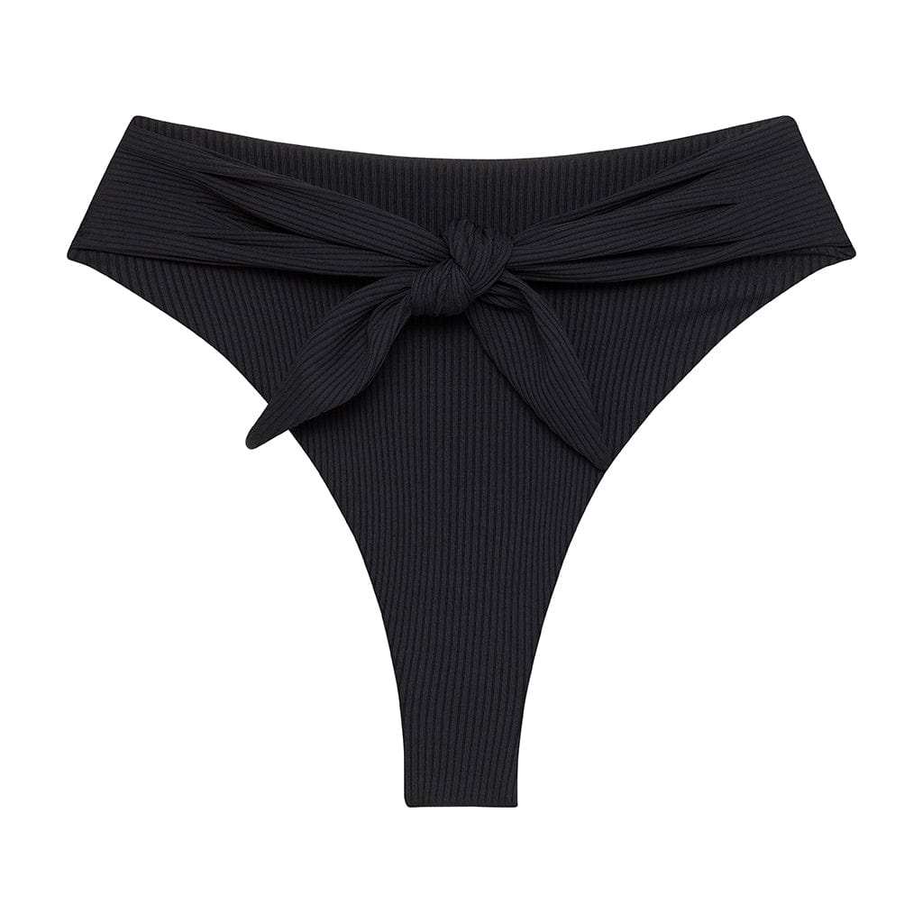 Black Rib Paula Tie-up Bikini Bottom