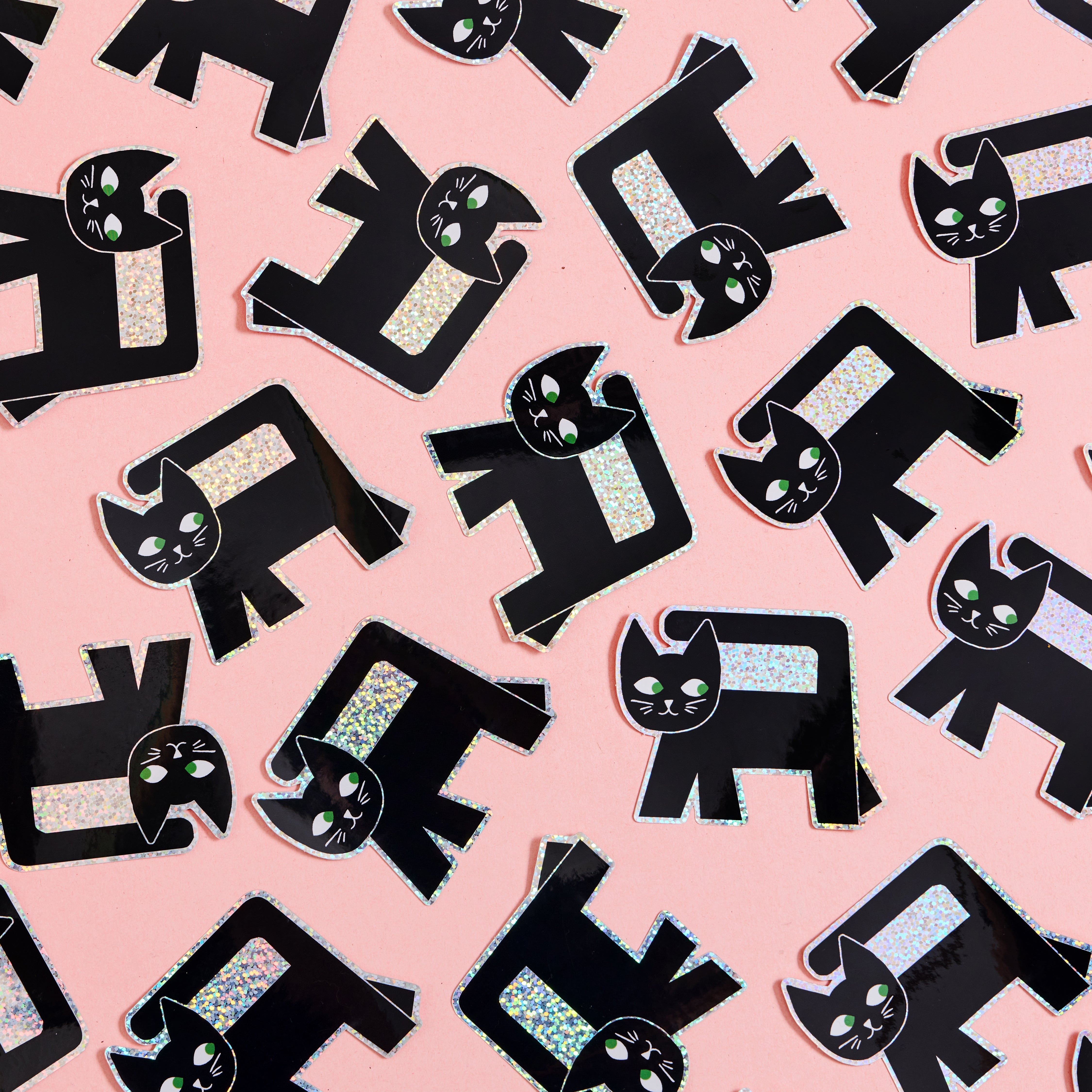 Black Cat Glitter Sticker