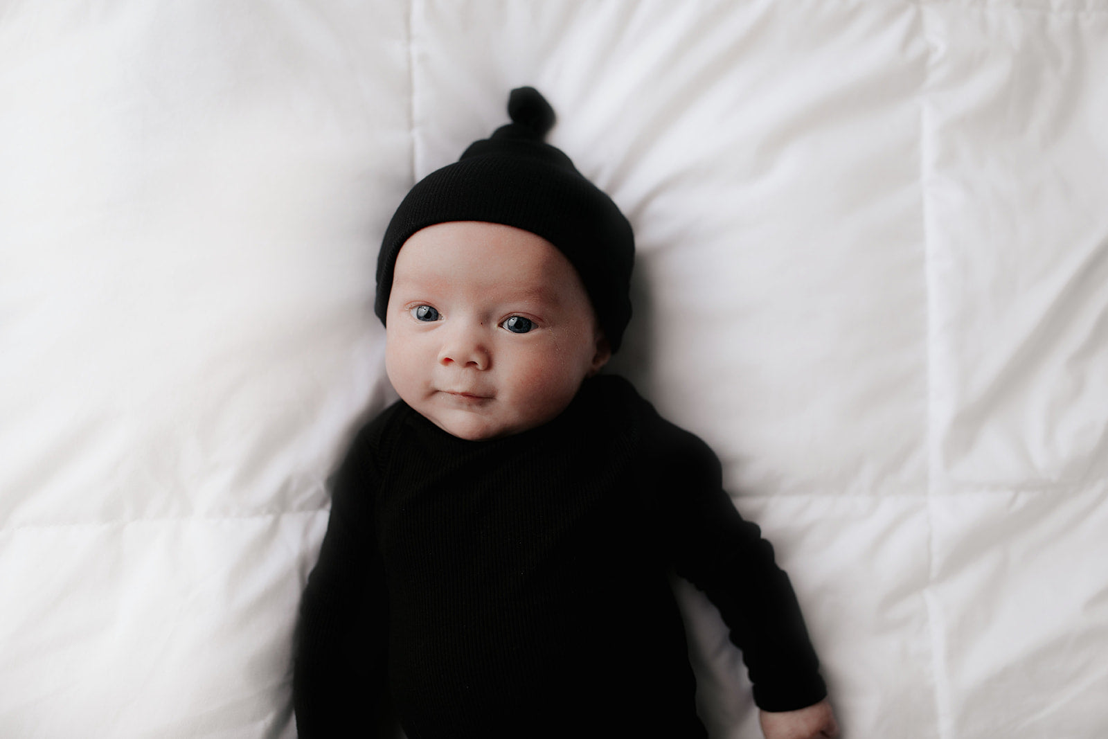 Black Ribbed Knotted Baby Gown