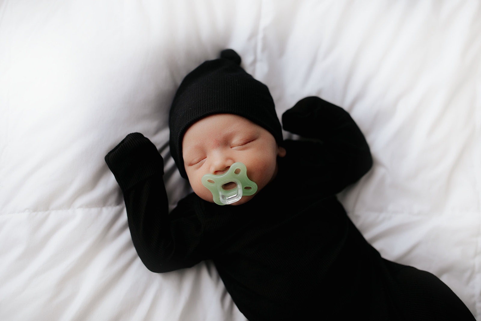 Black Ribbed Knotted Baby Gown