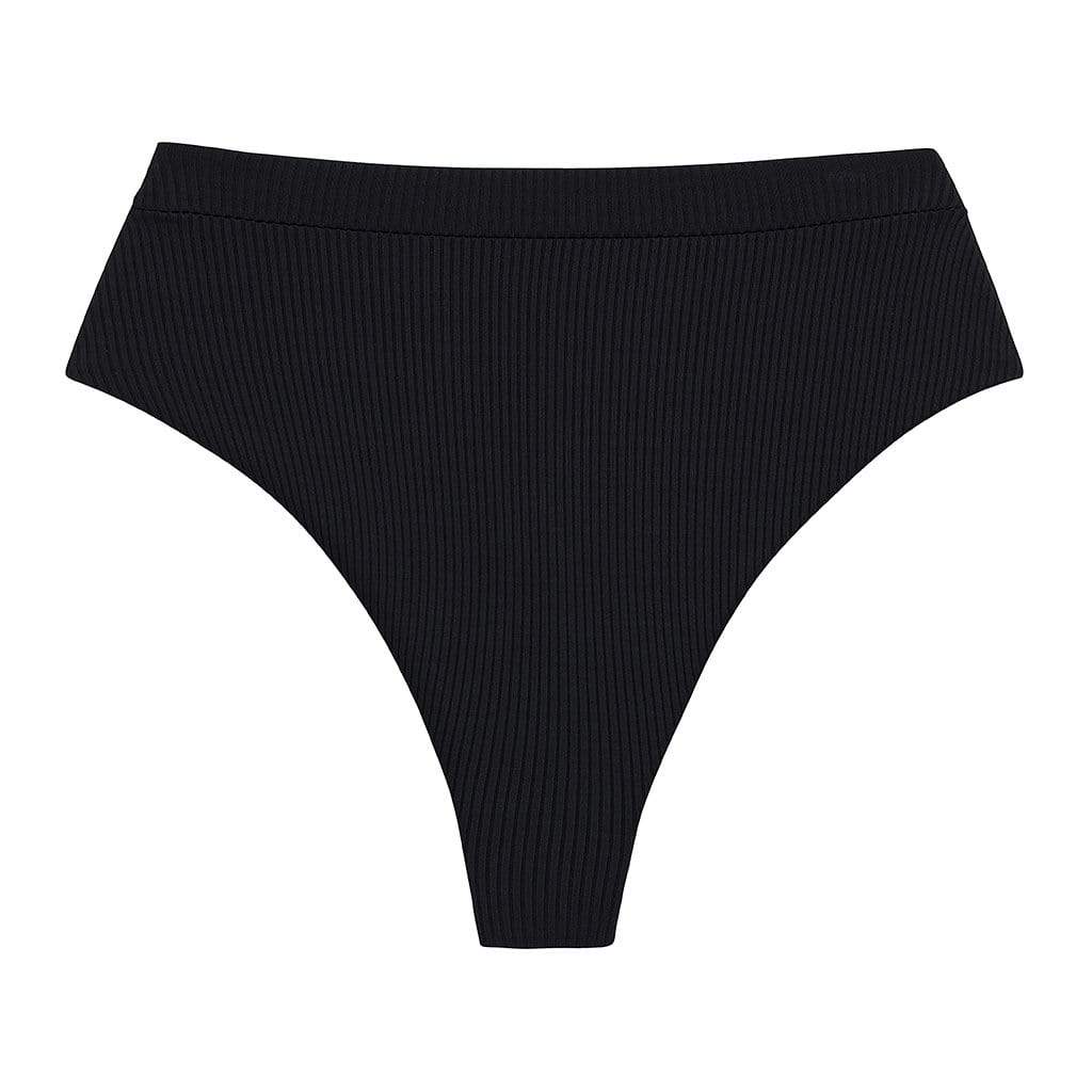 Black Rib Added Coverage Paulina Bikini Bottom