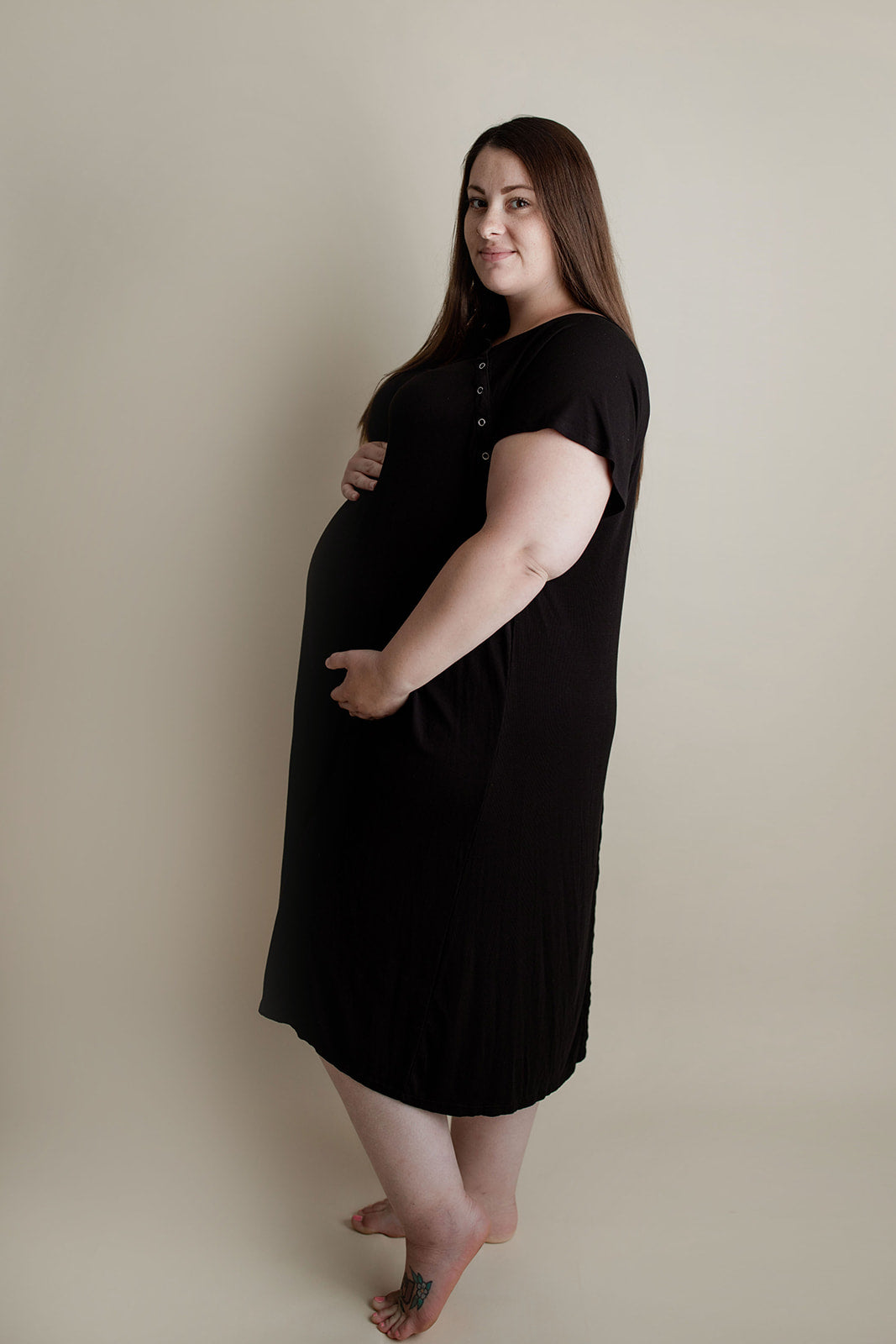 Ribbed Black Labor And Delivery Nursing Hospital Gown