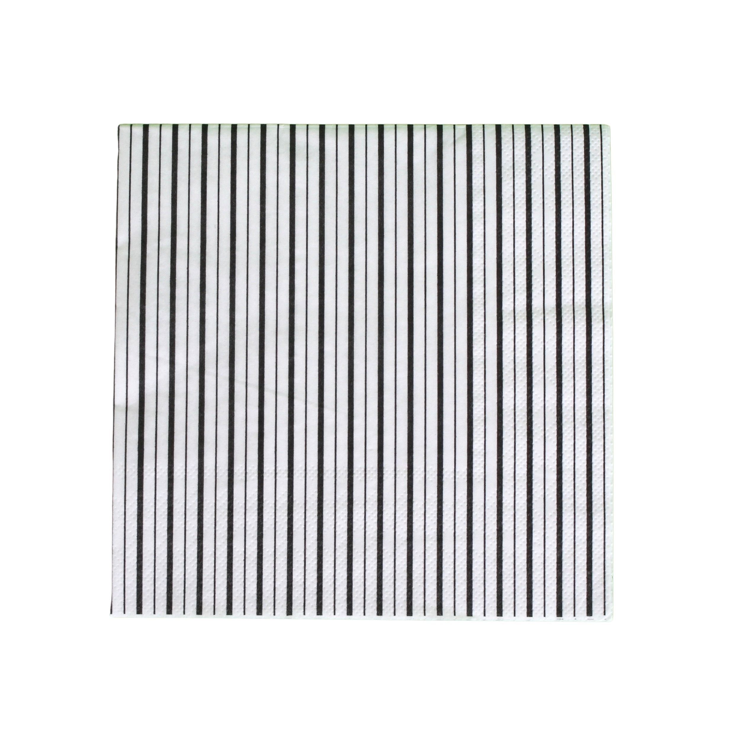 Black And White Fine Stripes Napkins (set Of 16)