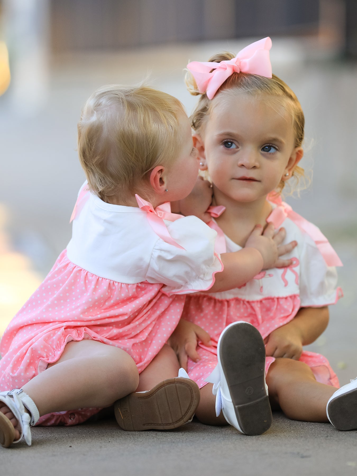 Pink Ballet Embroidery Bow Bubble Romper