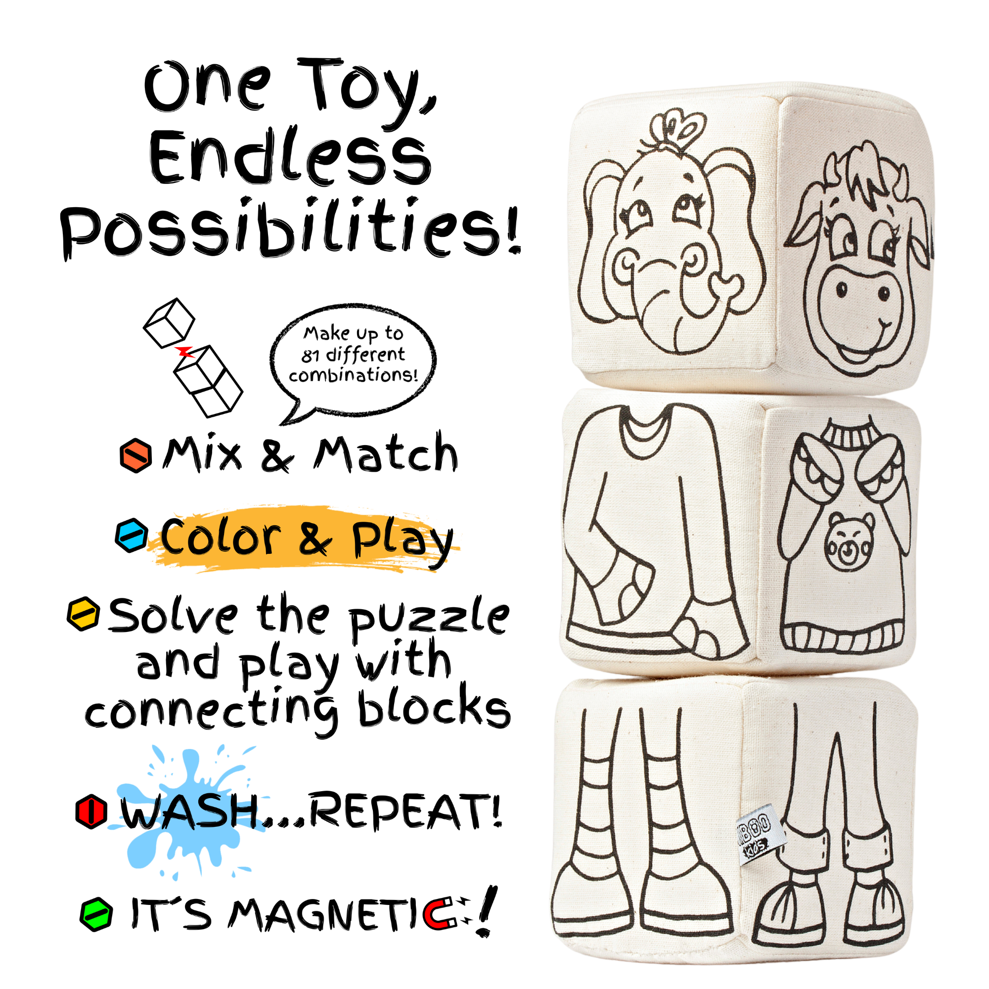 Kiboo Kids Blocks With Magnets - Animal Set