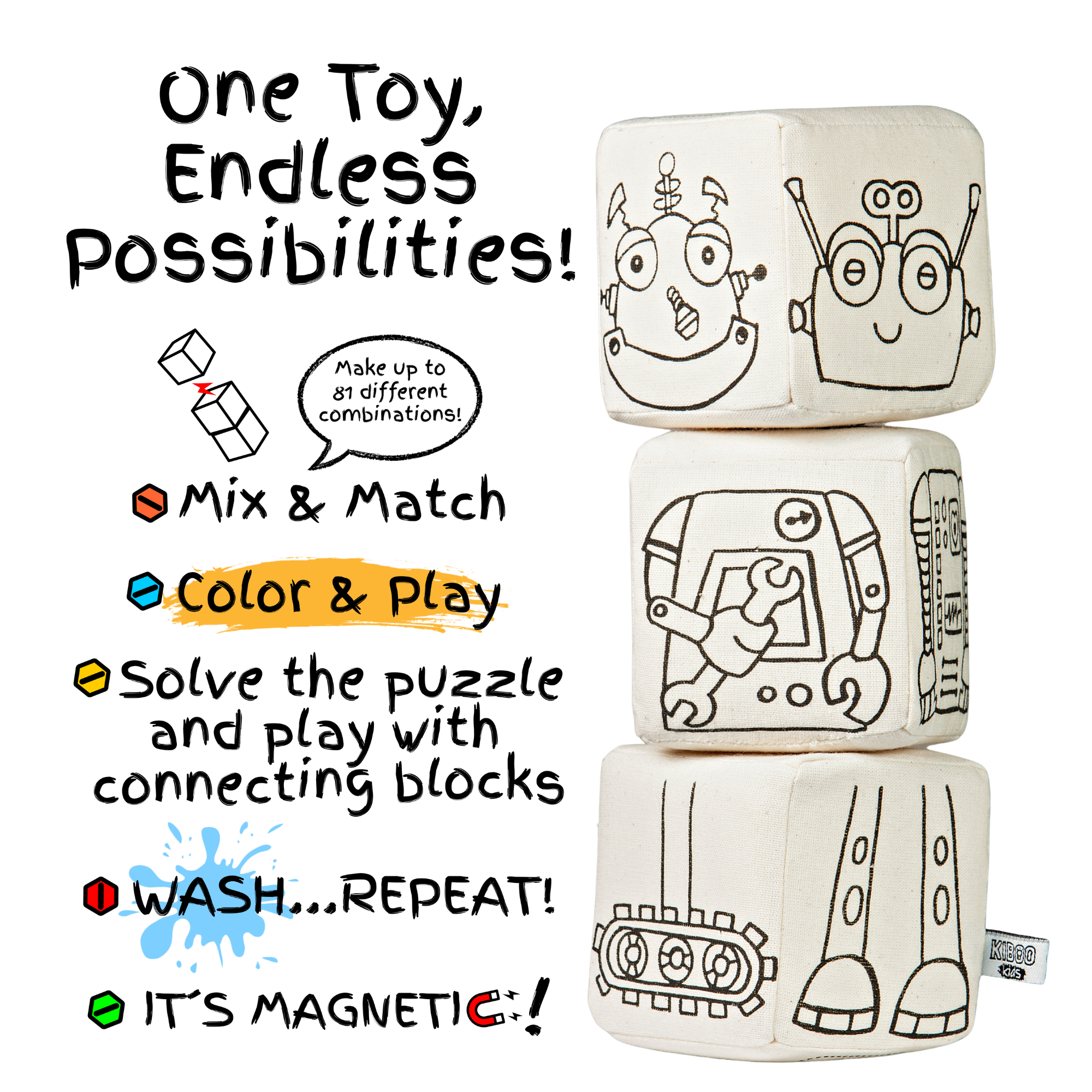 Kiboo Kids Blocks With Magnets - Robot Set