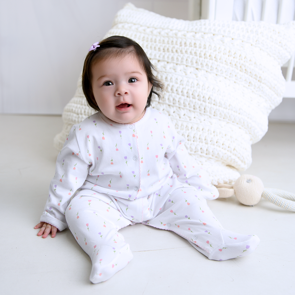 Bloom Tulips Printed Footie | Baby Girl