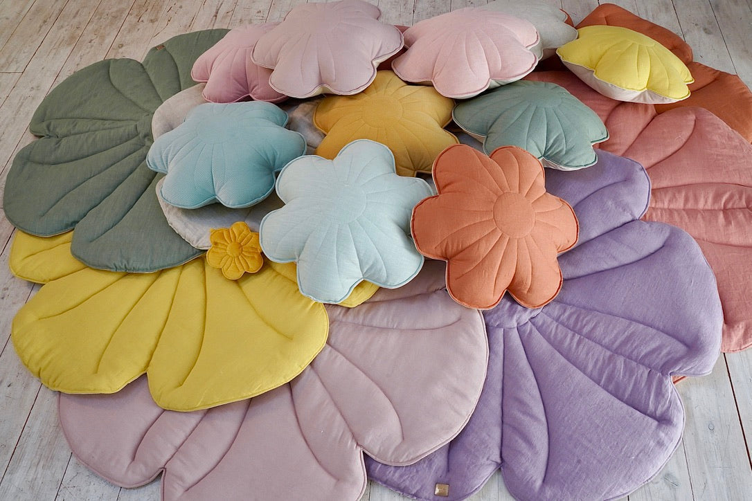 Linen Powder Rose - Flower Pillow