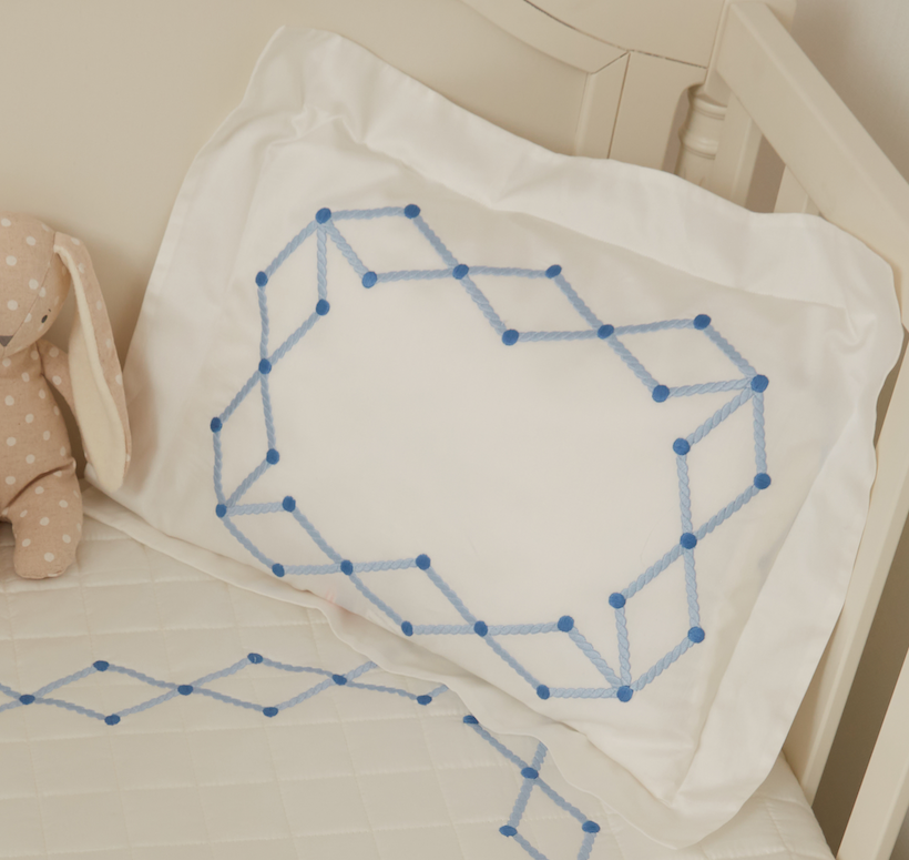 Embroidered Pillowcase - Blue Diamonds