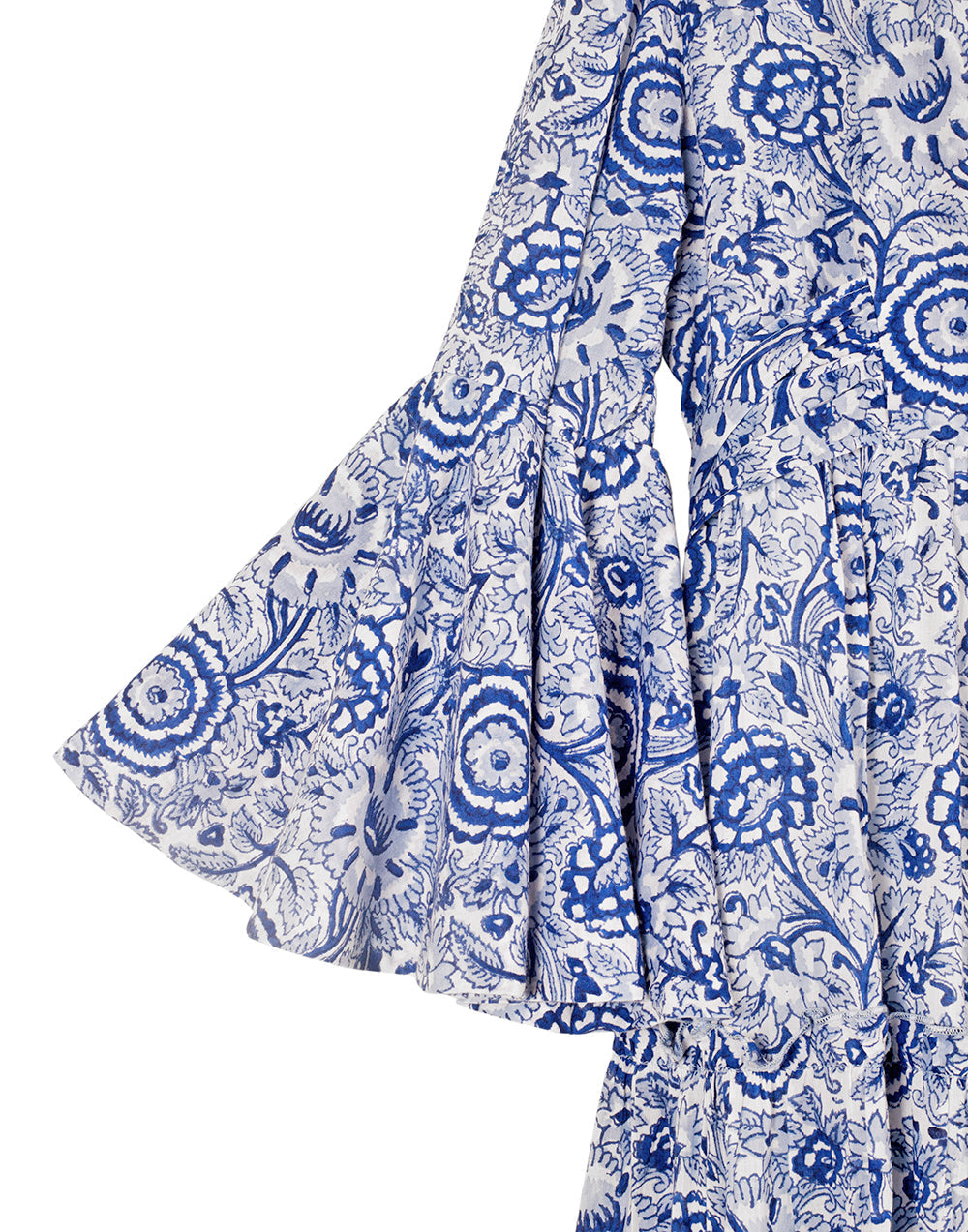 Block Printed Dress - Blue Floral