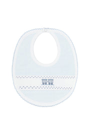 Blue Herringbone Embroidered Bib