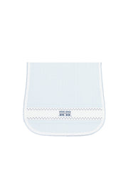 Blue Herringbone Embroidered Burp Cloth