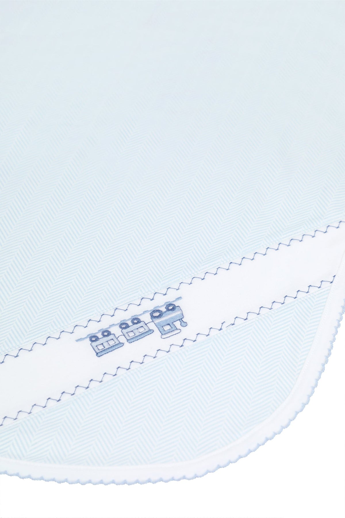 Blue Herringbone Embroidered Receiving Blanket