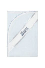 Blue Herringbone Embroidered Receiving Blanket
