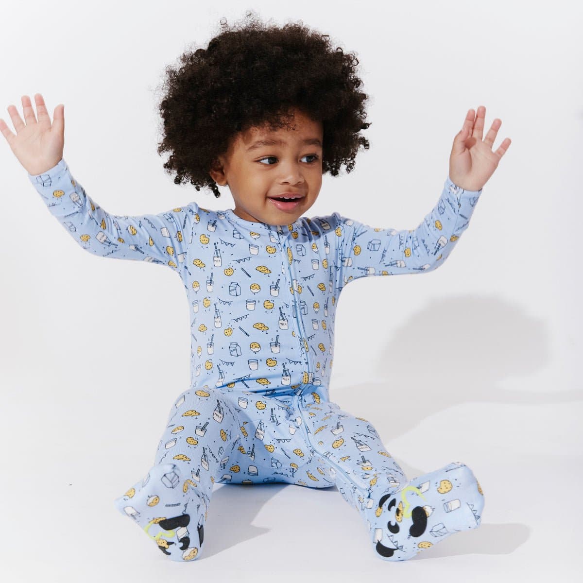 Milk And Cookies Blue Bamboo Convertible Footie