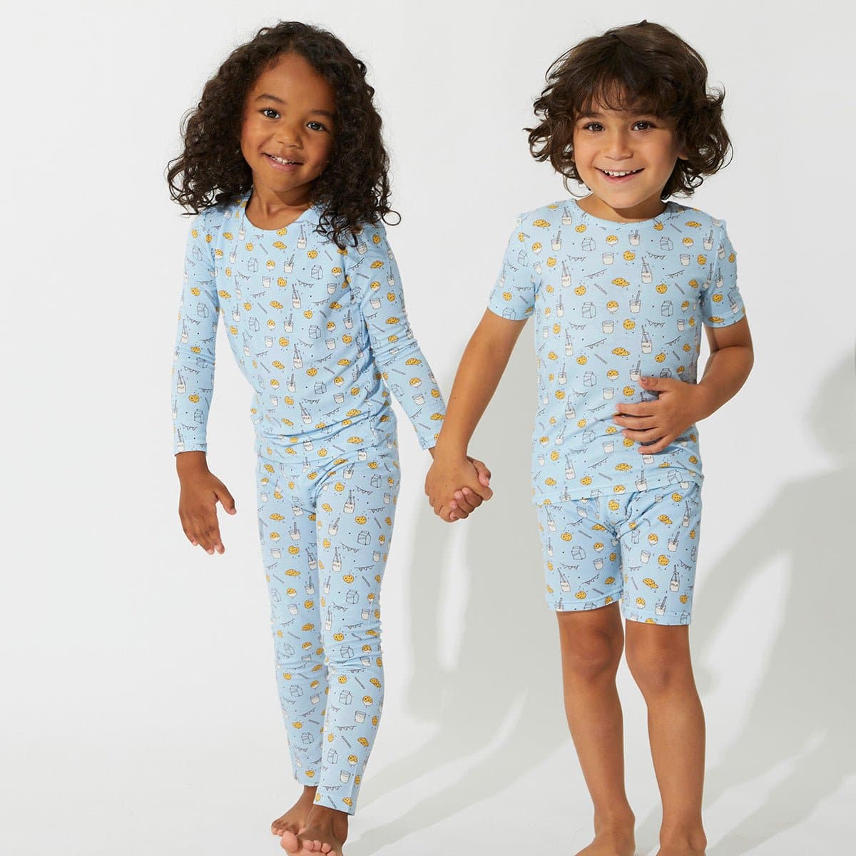 Milk & Cookies Blue Bamboo Kids Pajama Short Set