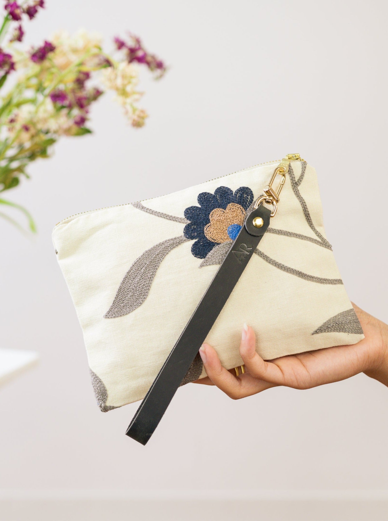 Blue Poppy Wristlet Purse