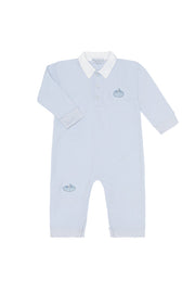 Blue Pumpkin Patch Embroidered Romper Ls