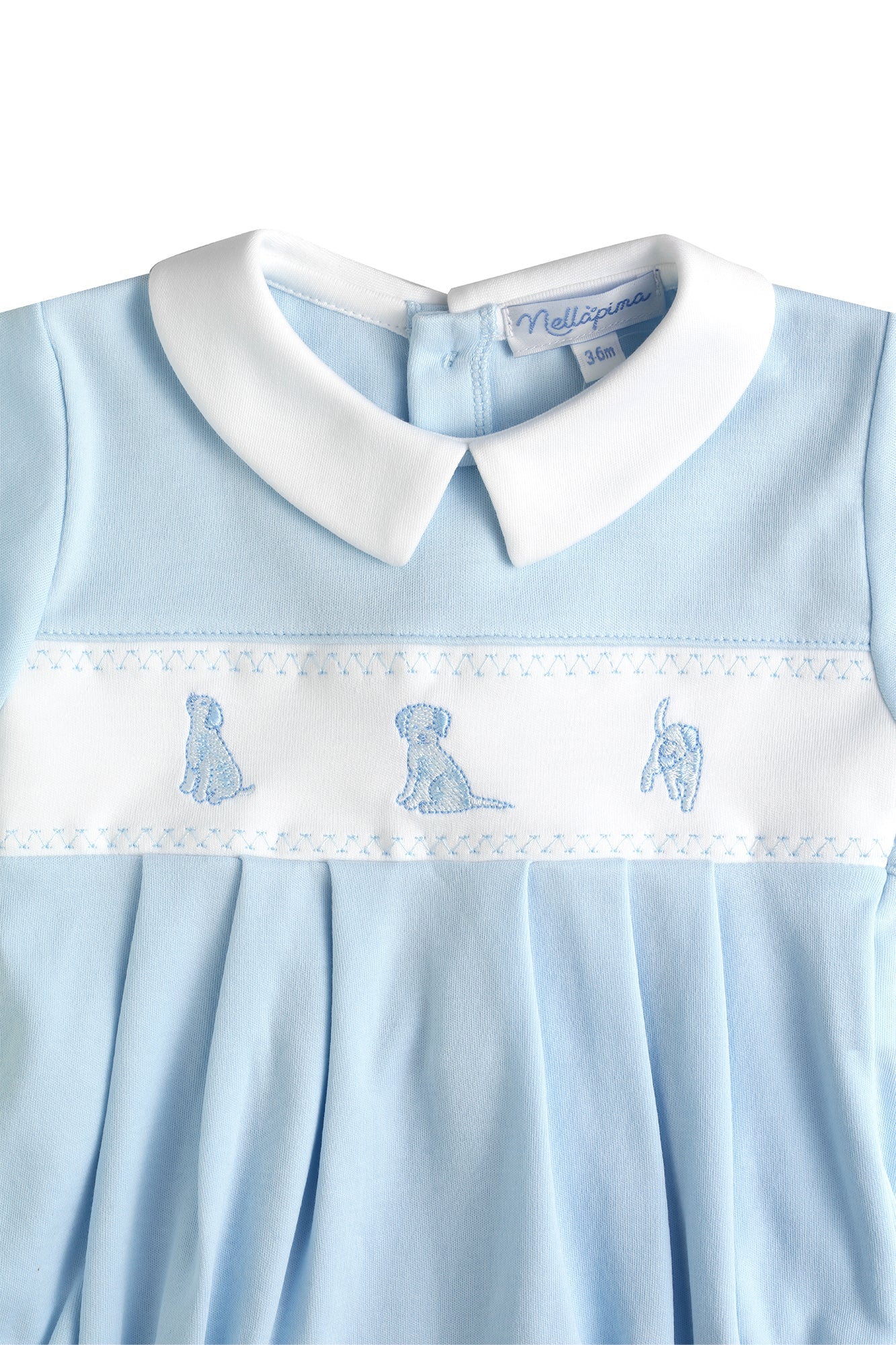 Blue Puppy Love Embroidery Bubble Ls