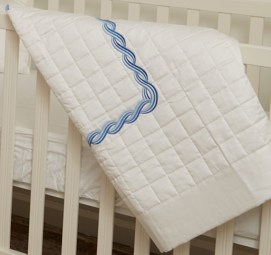 Embroidered Coverlet - Blue Ropes
