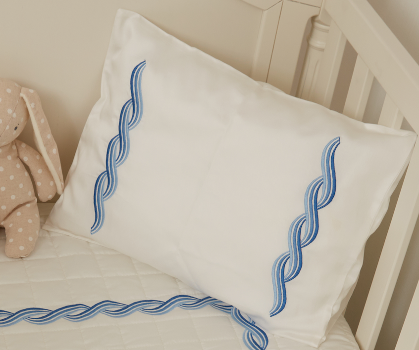 Embroidered Pillowcase - Blue Ropes