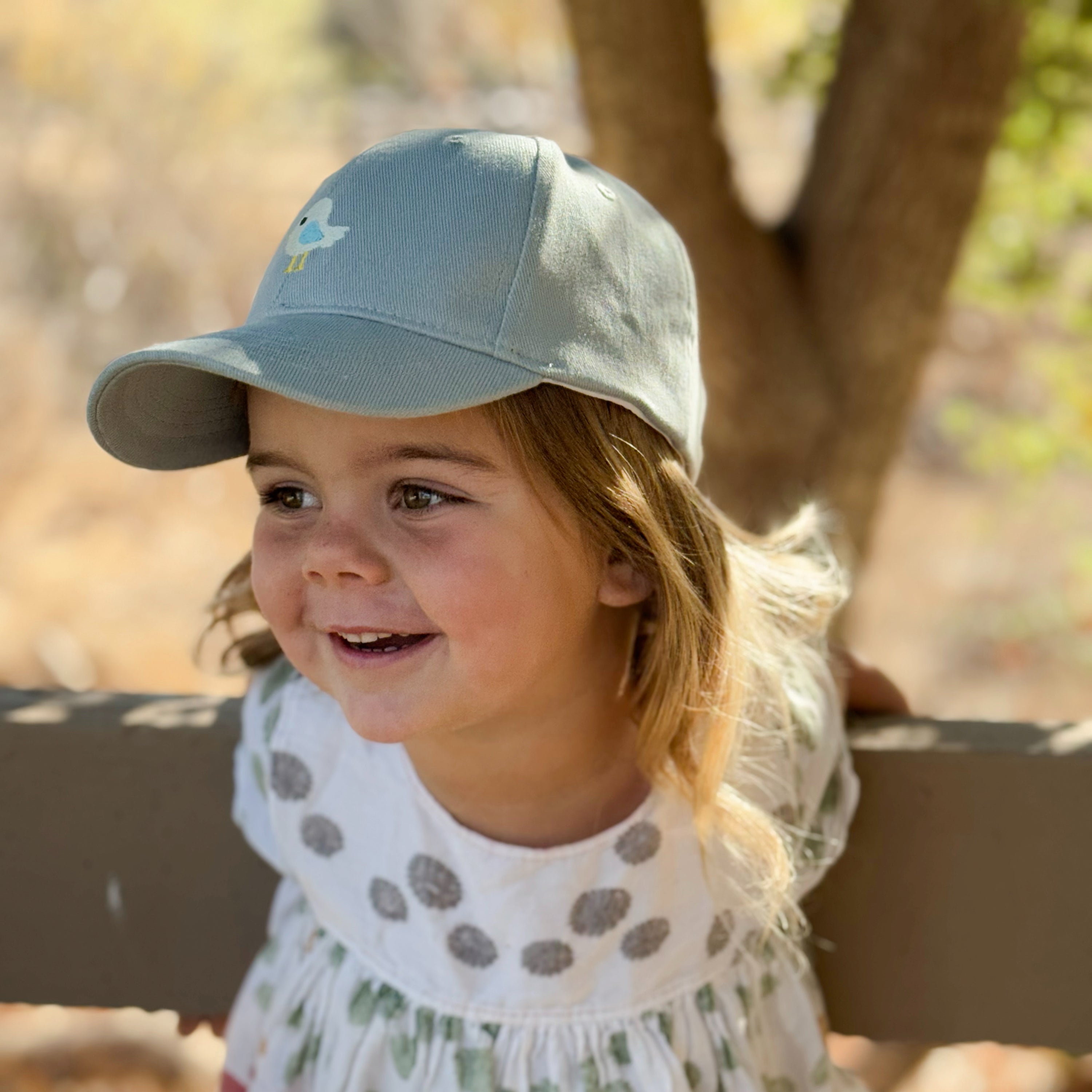 Kids Bird Patch Baseball Cap (age 3-6/7y) For Toddler Age/ Little Child, Natural Cotton- Blue