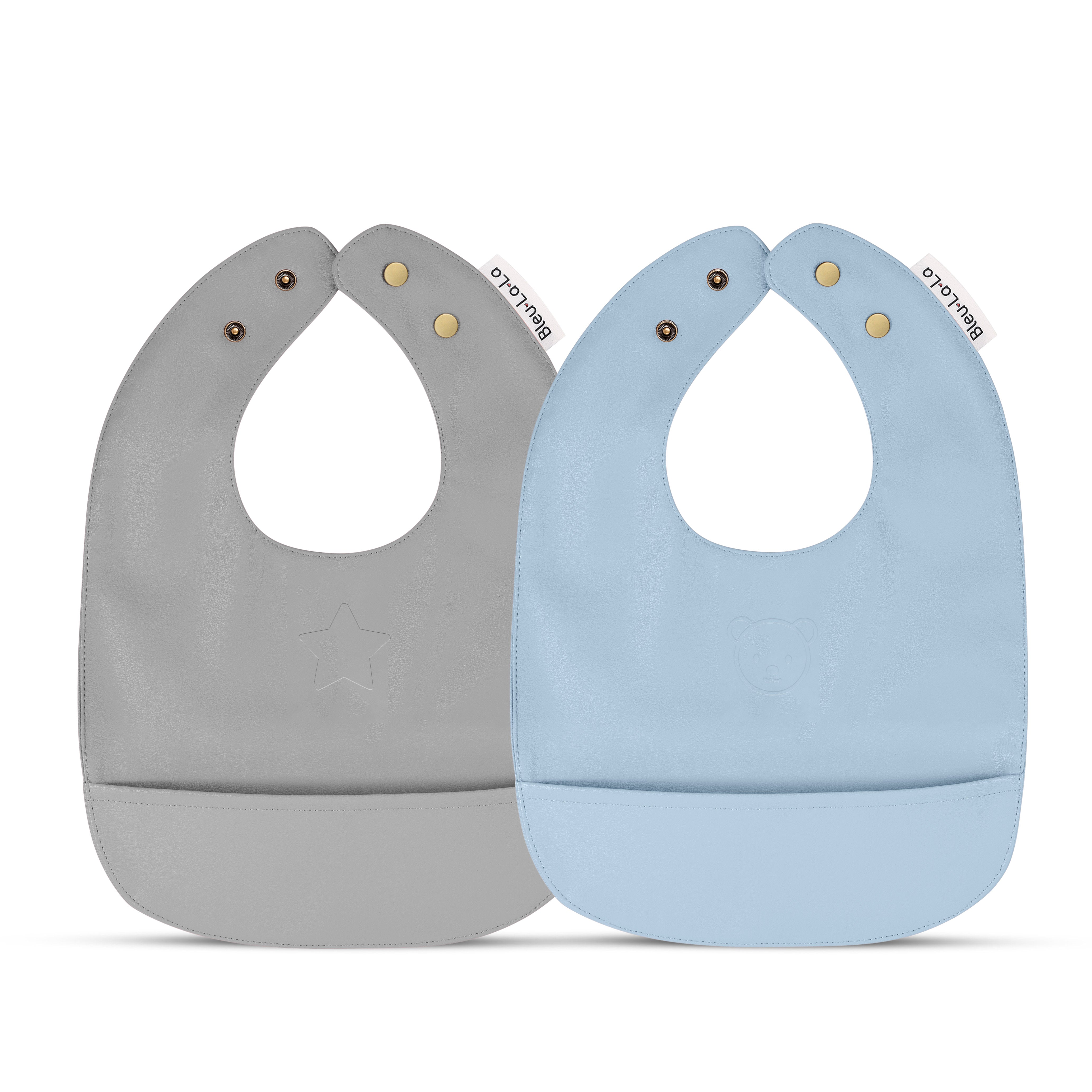 Modern - Set Of Soft Vegan Leather Easy Clean Bibs 9-18 Months By Bleu La La