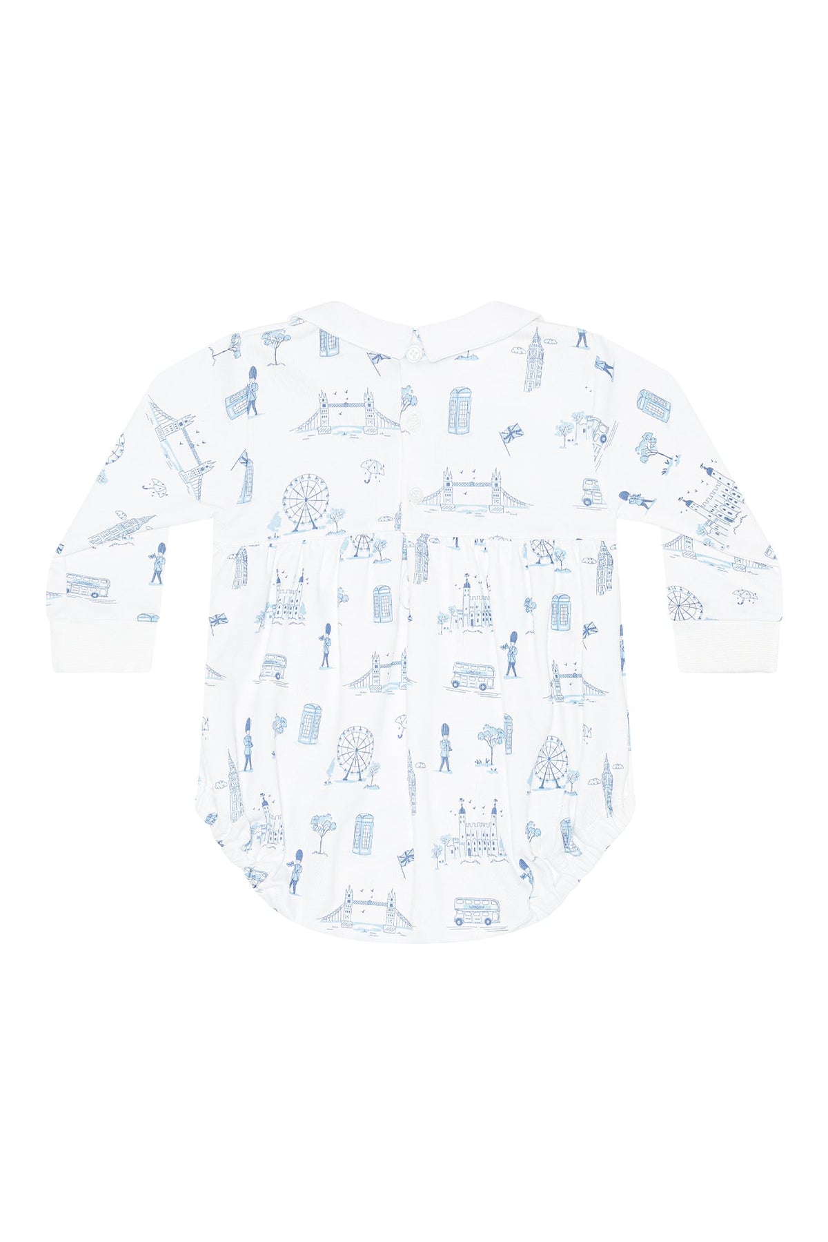 Blue London Toile Smocked Bubble Ls