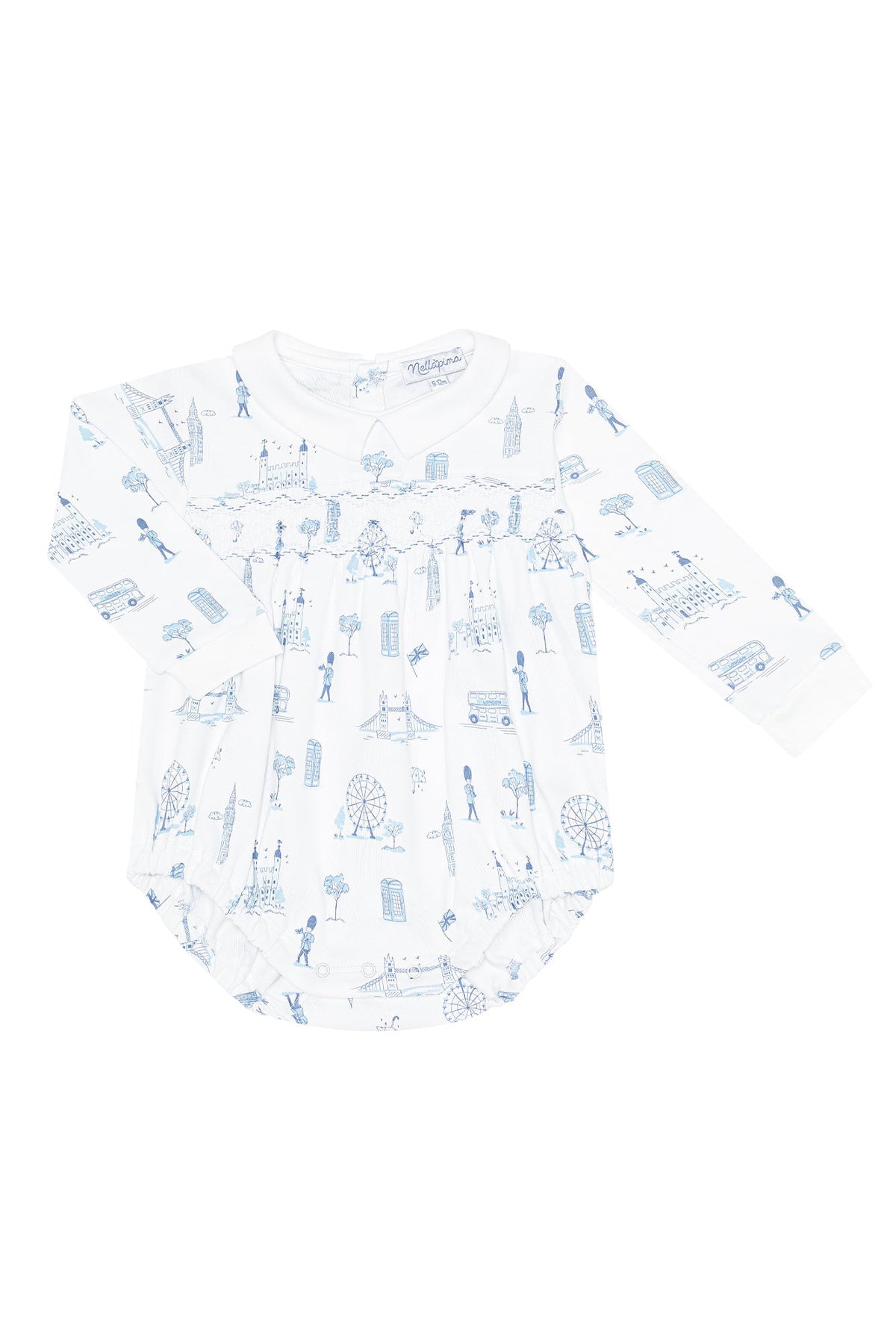 Blue London Toile Smocked Bubble Ls