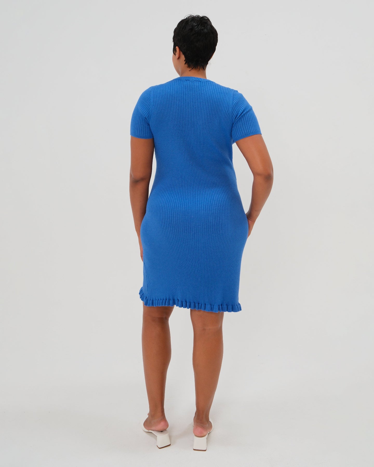 *new* Ocean Blue Short Sleeve Knit Maternity Dress With Playful Hem Detail