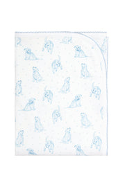Blue Puppy Love Print Blanket