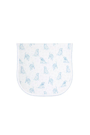 Blue Puppy Love Print Burp Cloth