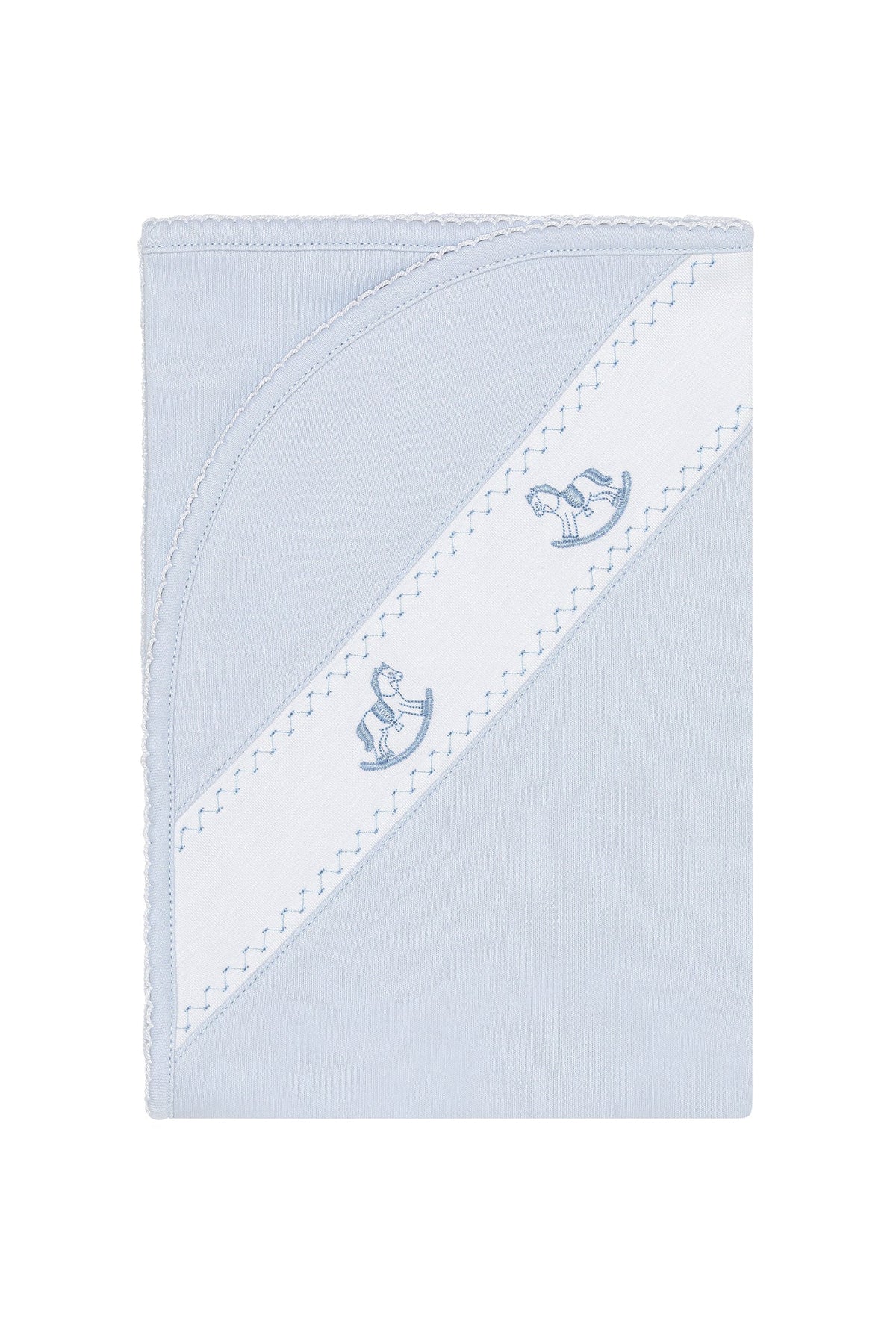Blue Rocking Horse Embroidered Blanket