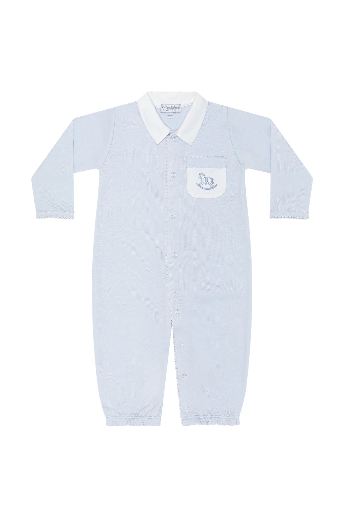 Blue Rocking Horse Embroidered Converter Gown