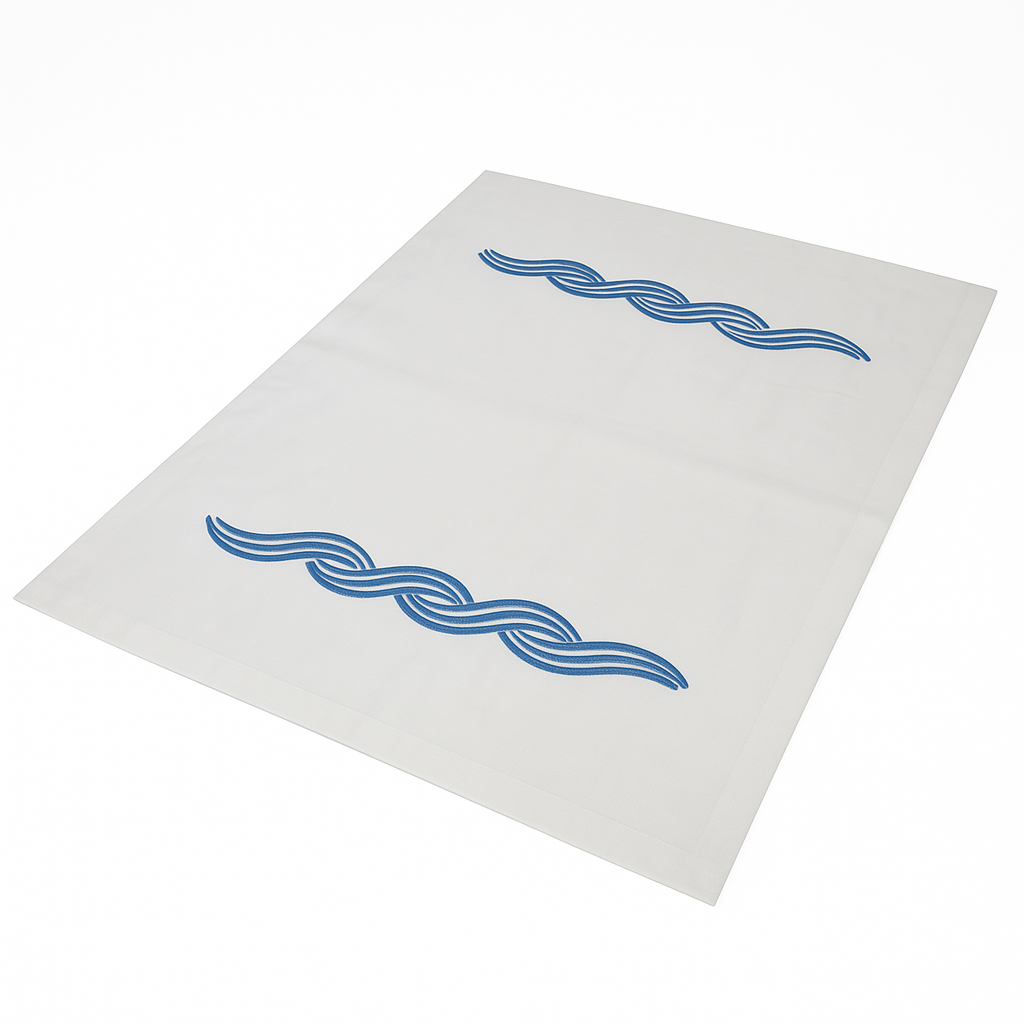 Embroidered Pillowcase - Blue Ropes