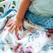 Blue Floral Minky Baby Blanket