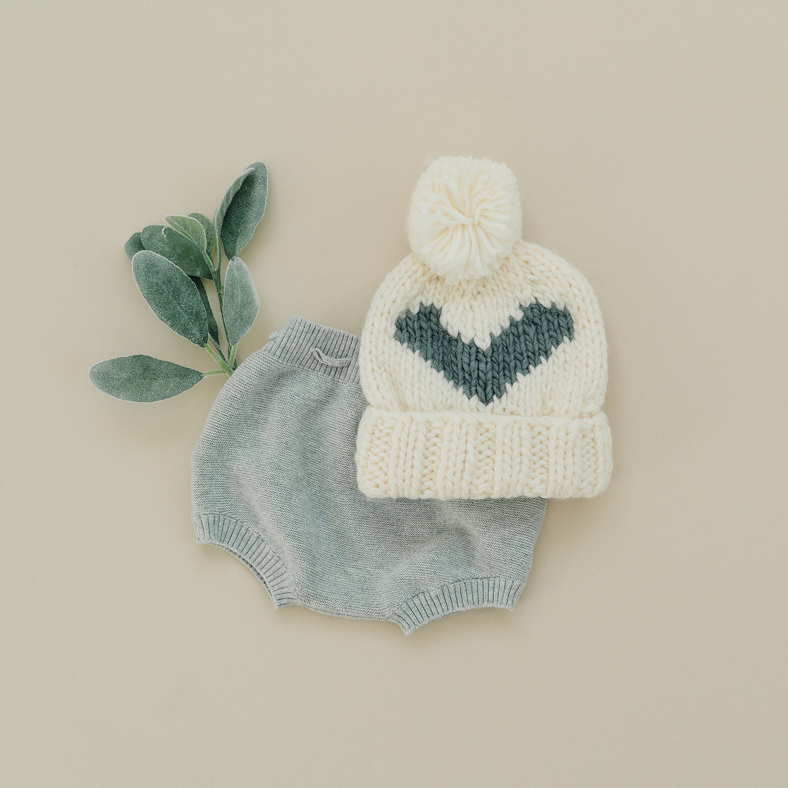 Heart Knit Hat, Gray