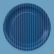 Navy Blue Fine Stripes Plates (set Of 8)