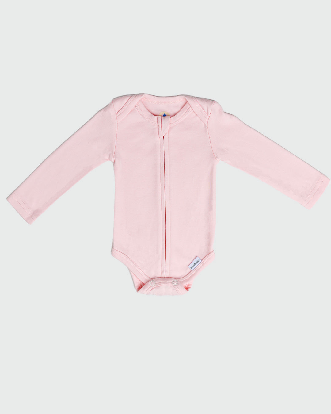 Long Sleeve Zipper Bodysuit In Blush, 6-9m