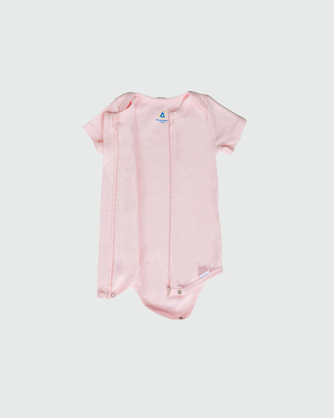 Short Sleeve Zipper Bodysuit In Blush, 6-9m