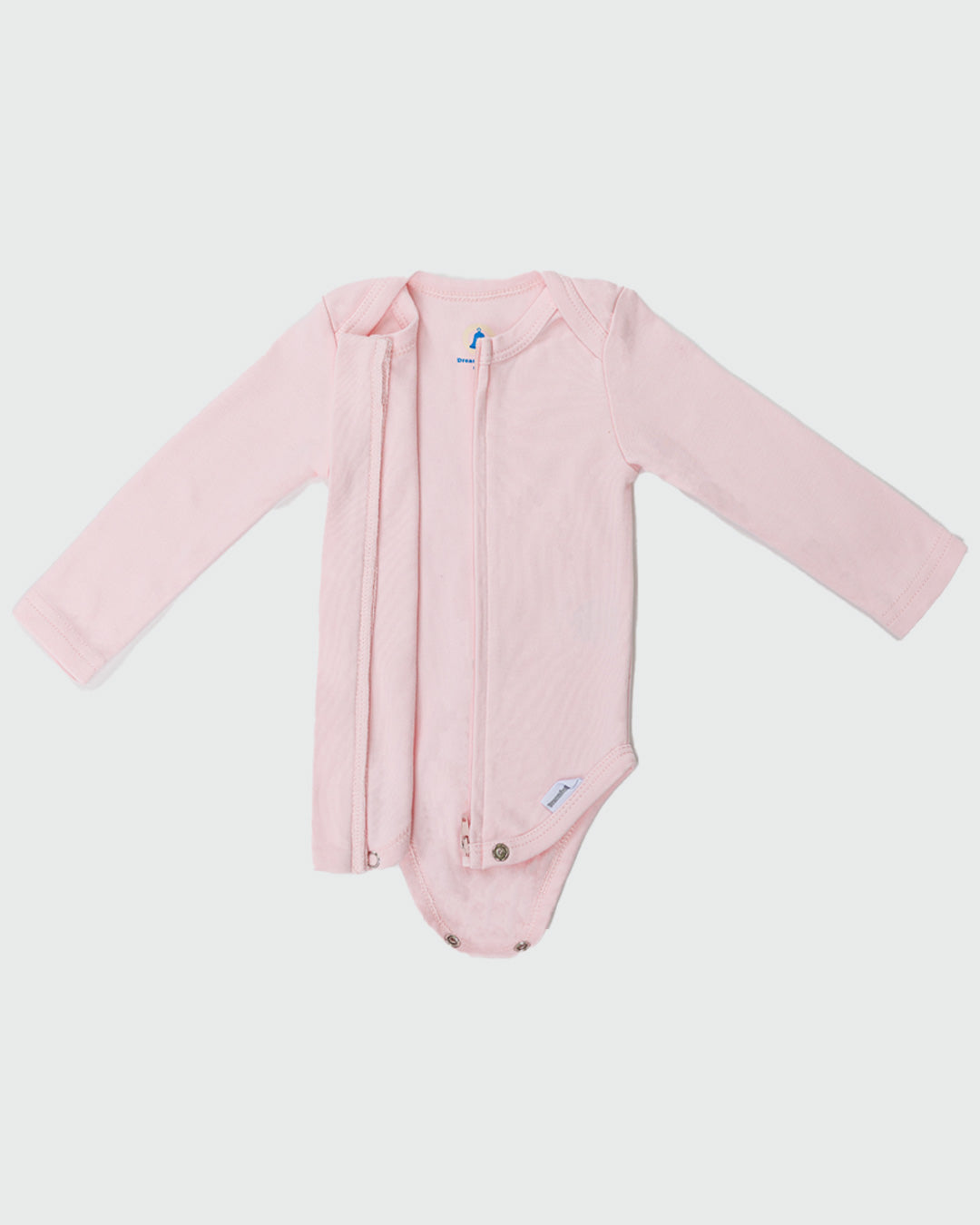 Long Sleeve Zipper Bodysuit In Blush, 9-12m