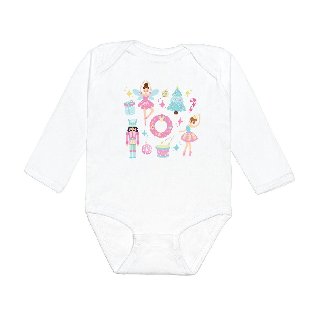 Nutcracker Doodle Christmas Long Sleeve Bodysuit