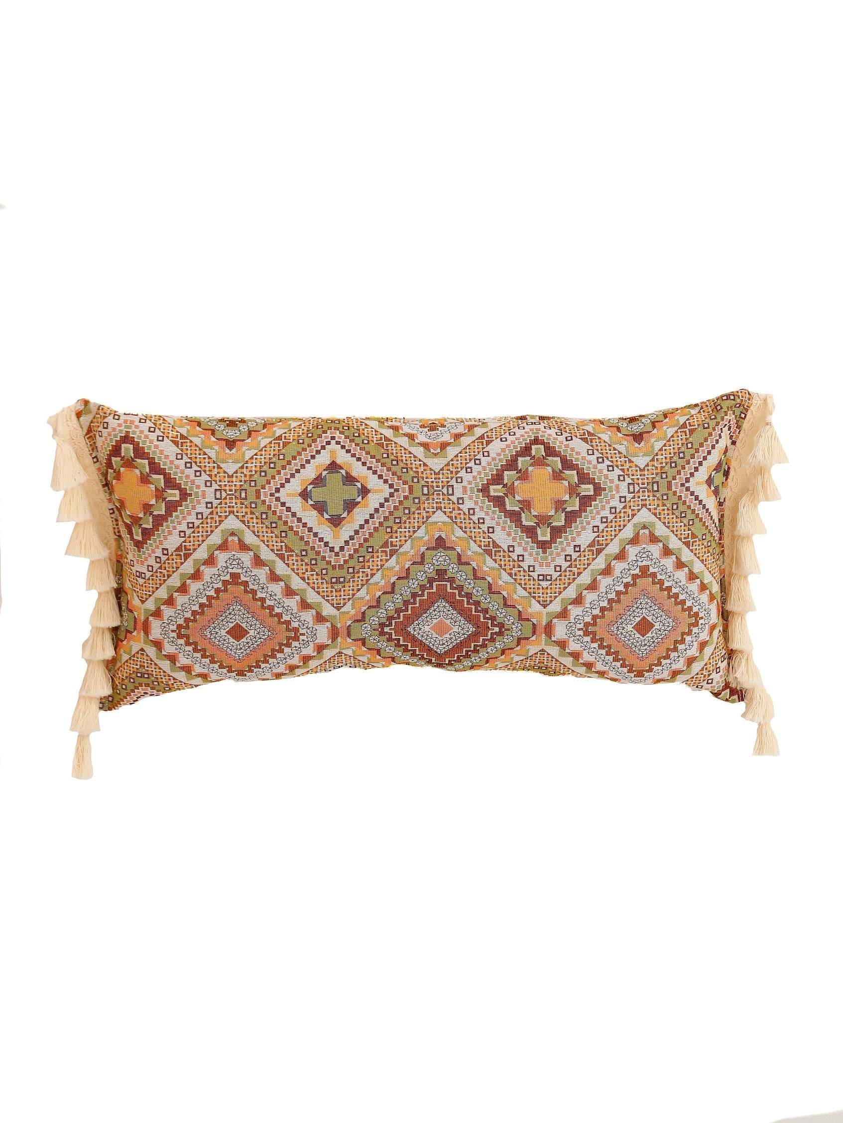 Boho Tribe - Bolster Pillow With Fringe