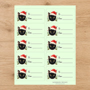 Bombay Santa Paws Gift Tag Sticker Sheet