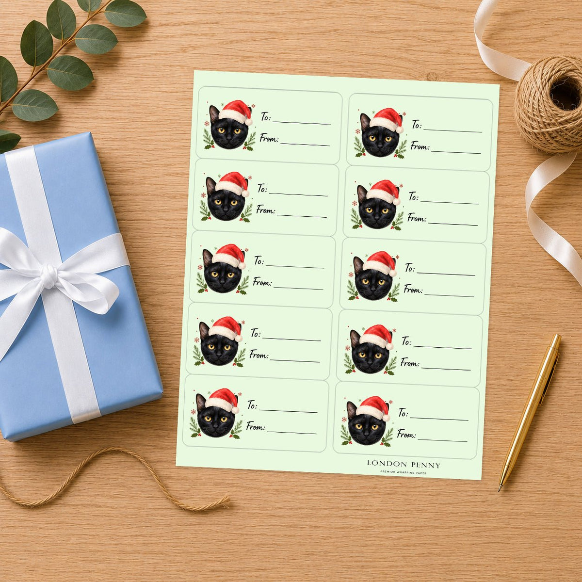 Bombay Santa Paws Gift Tag Sticker Sheet